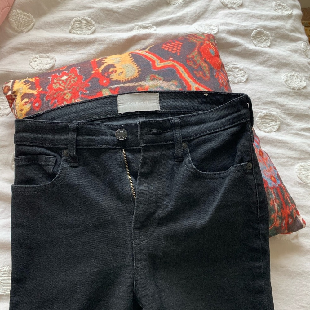 EVERLANE Medium-Rise Skinny Denim, Black size 26